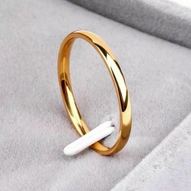 Cincin Titanium Wanita Dan Pria Asli Anti Karat Tidak Luntur Warna Hitam/Gold/Silver  Polos Tipis Klasik Simple/ READY SATUAN DAN COUPLEAN