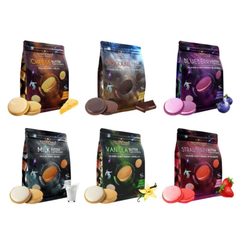 

KRISMA FOOD Butter Cookies Galaxy rasa Cheese/Chocolate/Blueberry/ Milk/Vanilla/Strawberry 100 g