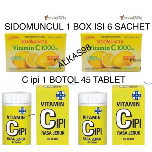 Vitamin Cipi Vitamin C 1000 Mg Sidomuncul Untuk Daya Tahan Tubuh Puasaharga Per Box Isi 6 Sachet Shopee Indonesia