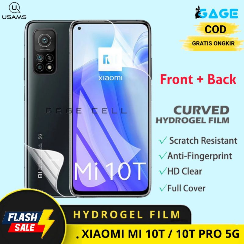 USAMS Hydrogel Film Antigores Screen Protector Depan Belakang Xiaomi Mi 10T / 10T Pro 5G Full Cover