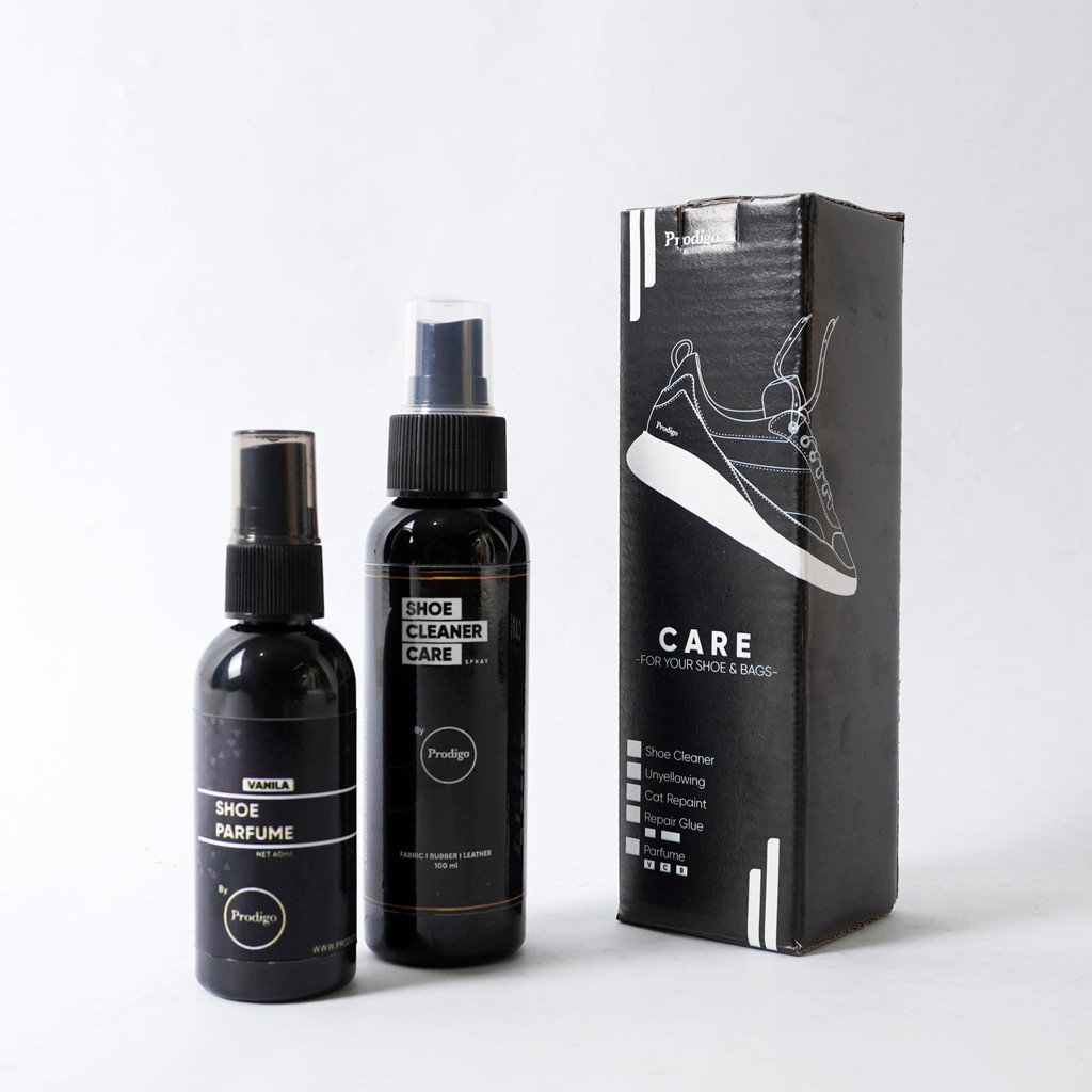 Prodigo - Shoe cleaner Care Pembersih 100ml dan Pengharum Sepatu 60ml-Cleaner+Parfume