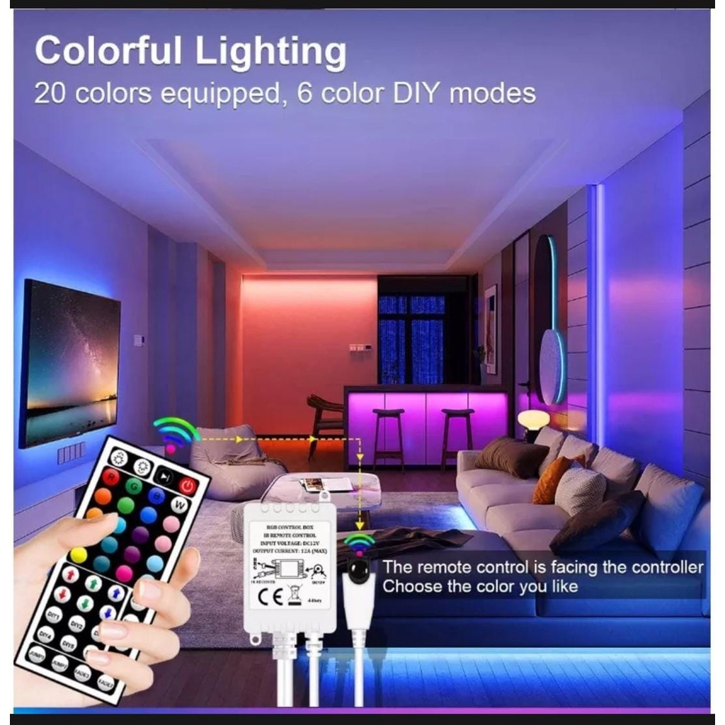 Led Strip RGB 10M 2835 dan 5050 Warna Warni IP65 Waterproof 2 CABANG LENGKAP full color