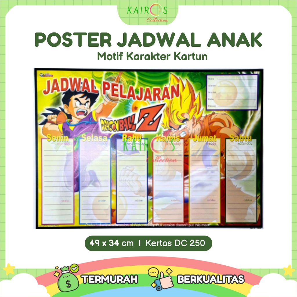 Poster Jadwal Pelajaran Anak Sekolah