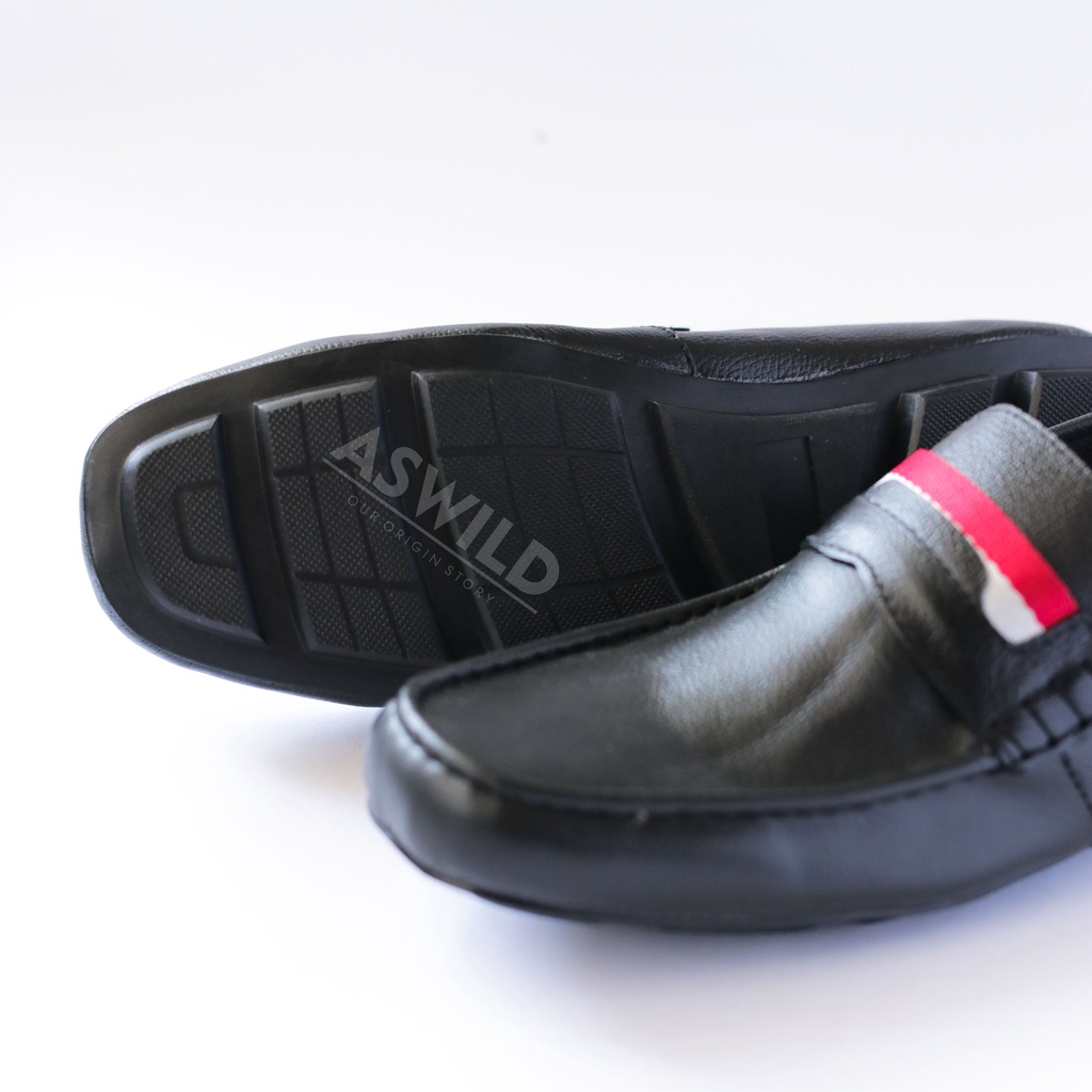 Sepatu Pantofel Pria Kulit Asli Slip On Casual Leather Sepatu Cowok Super Elastis Premium