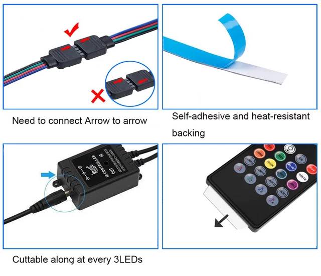 PAKET LAMPU LED STRIP RGB 5050 IP44 SENSOR SUARA MUSIC MUSIK REMOTE ADAPTOR WARNA WARNI HIAS GAMING