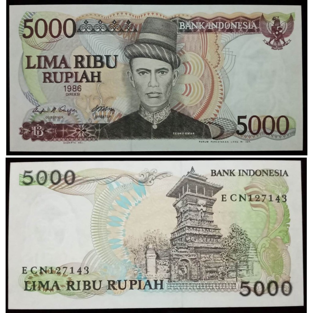 Uang Kuno 5000 Rupiah 1986 Teuku Umar UNC