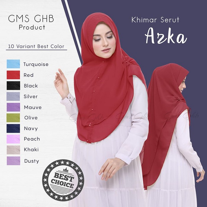 Hijab Jilbab Instan Khimar Serut Azka Softpad Antem Dual Layer Ceruti Ultimate