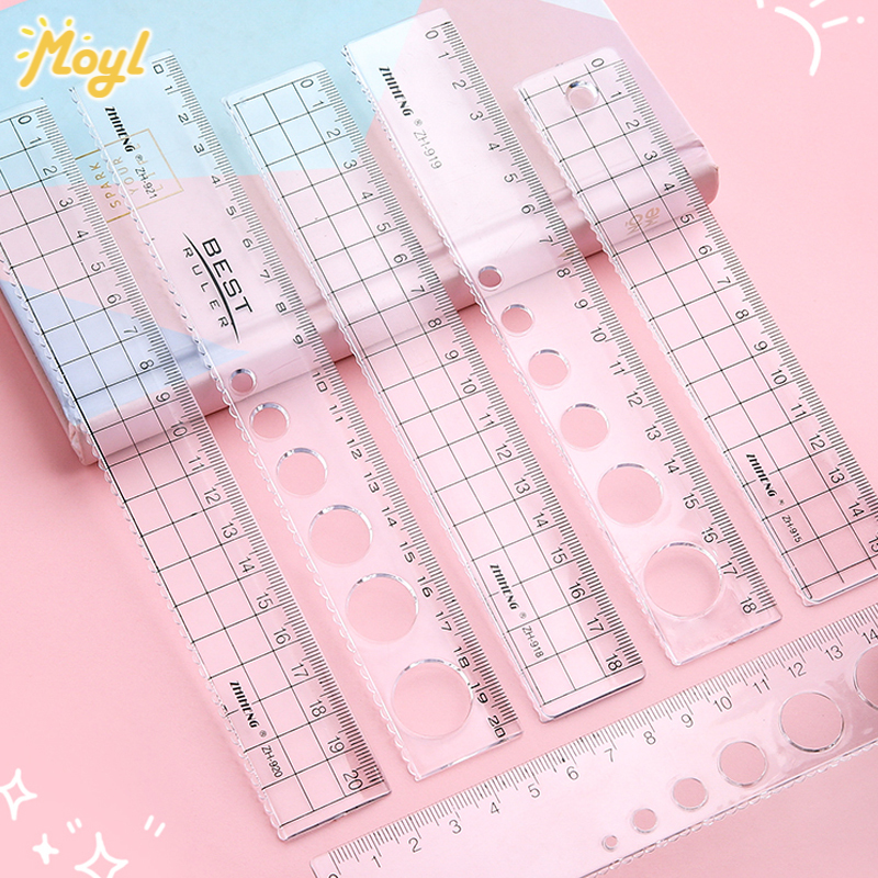 [Ready Stock] Korean Simple Transparent Ruler 15cm/18cm/20cm Student Drawing Measurement Acrylic Ruler