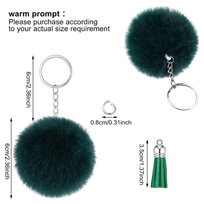 SIY  50 Pieces Faux Fur Ball Pom Pom Keychain Set for DIY Bag Charm Accessories