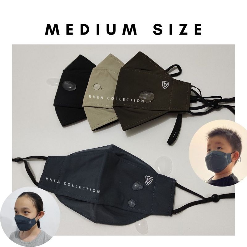 Masker Kain MEDIUM SIZE 3D EVO PREMIUM Waterproof/Water repellent 3 ply (remaja) - RHEA Collection