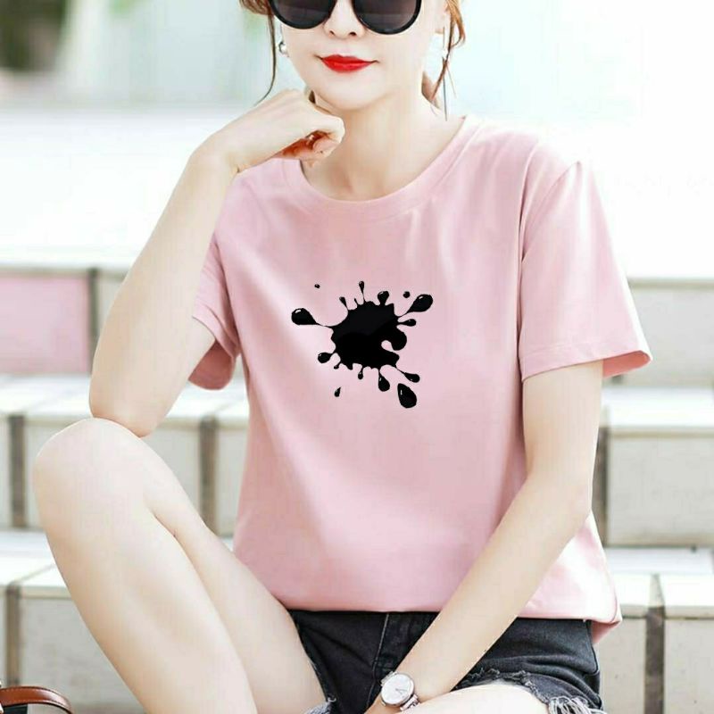 Kaos Wanita SPLASH Kaos Oblong Wanita Lengan Pendek Atasan Tshirt Wanita