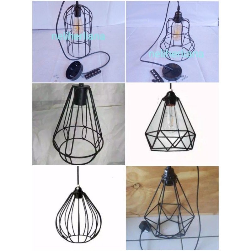 Lampu hias gantung 1set fitting kabel kap dudukan plafon