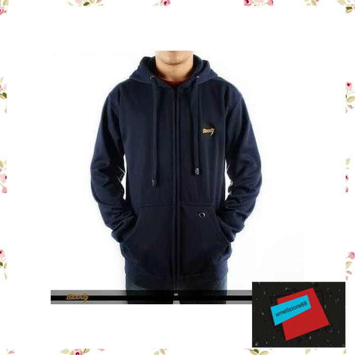 Jaket Pria parasut parka gunung Bloods Zipper Navy Logo Bordir KK69
