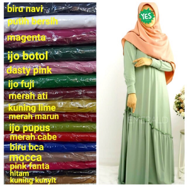 Gamis jersey rempel miring