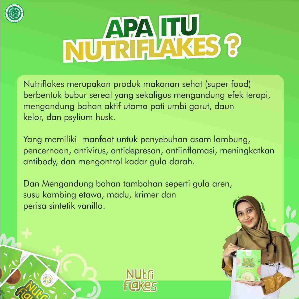 BISA COD!!! NUTRIFLAKES SEREAL UMBI GARUT WITH PSYILIUM HUSK &amp; DAUN KELOR 1 BOX 280 GRAM