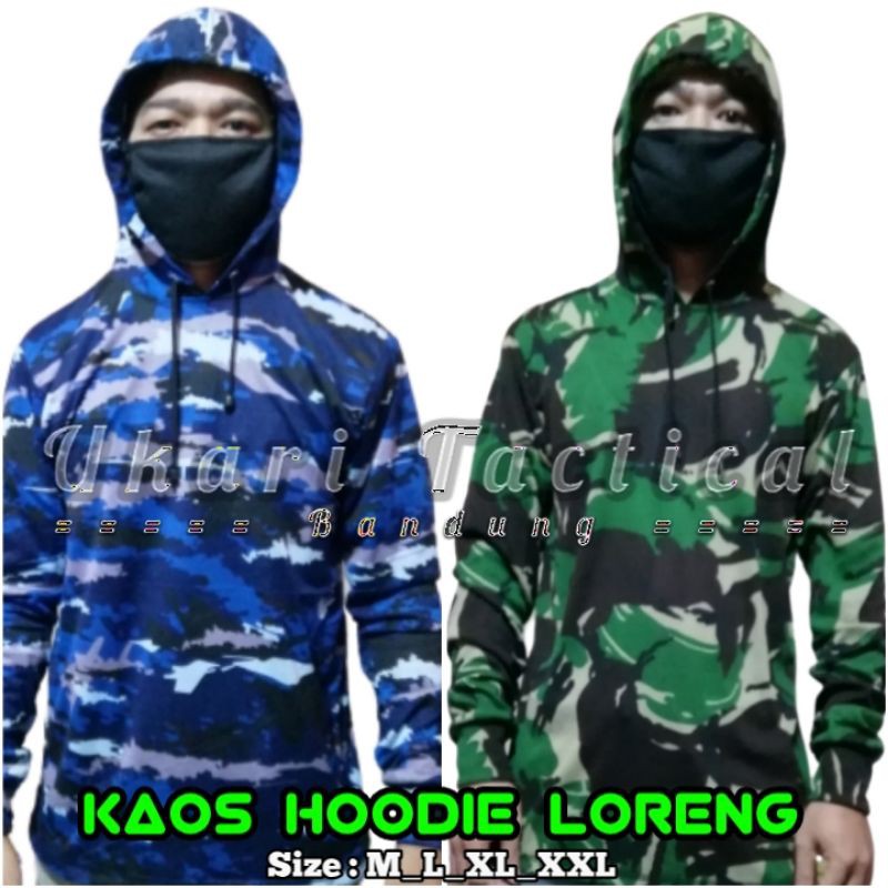 Kaos hoodie distro loreng camo army tactical lengan panjang