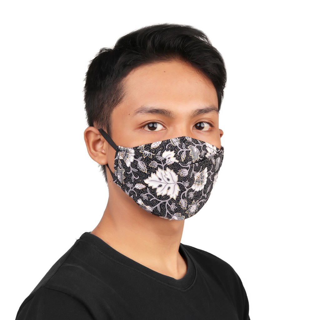 Masker Kain 3D Batik Emas 4 Ply + Stopper