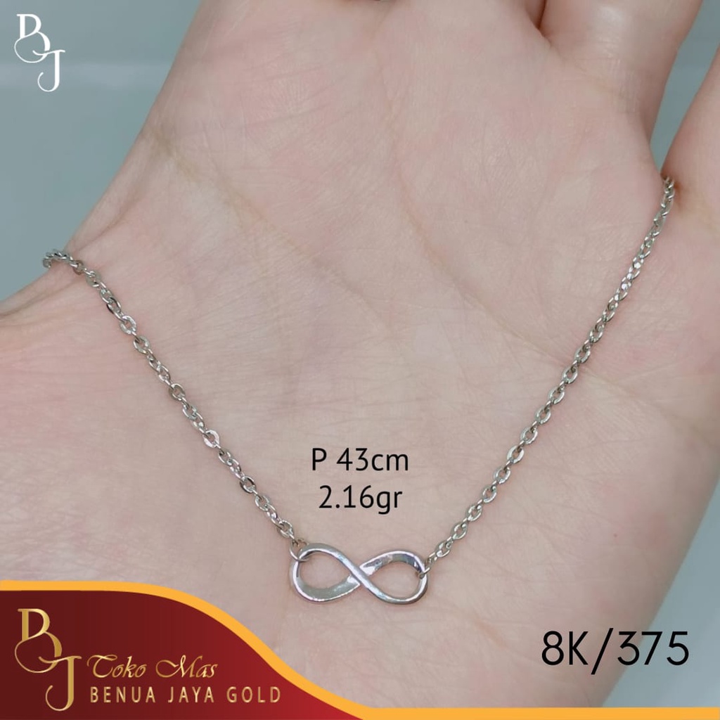 Kalung Emas Putih Rantai Siem Infinity 8K/375