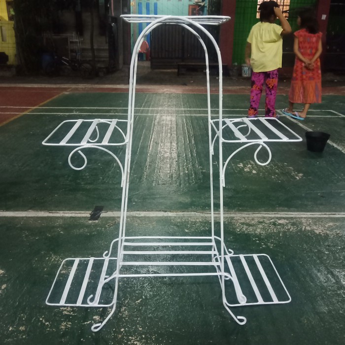 Rak Pot Besi 6 Pot Bunga Rak Taman Unik Kokoh