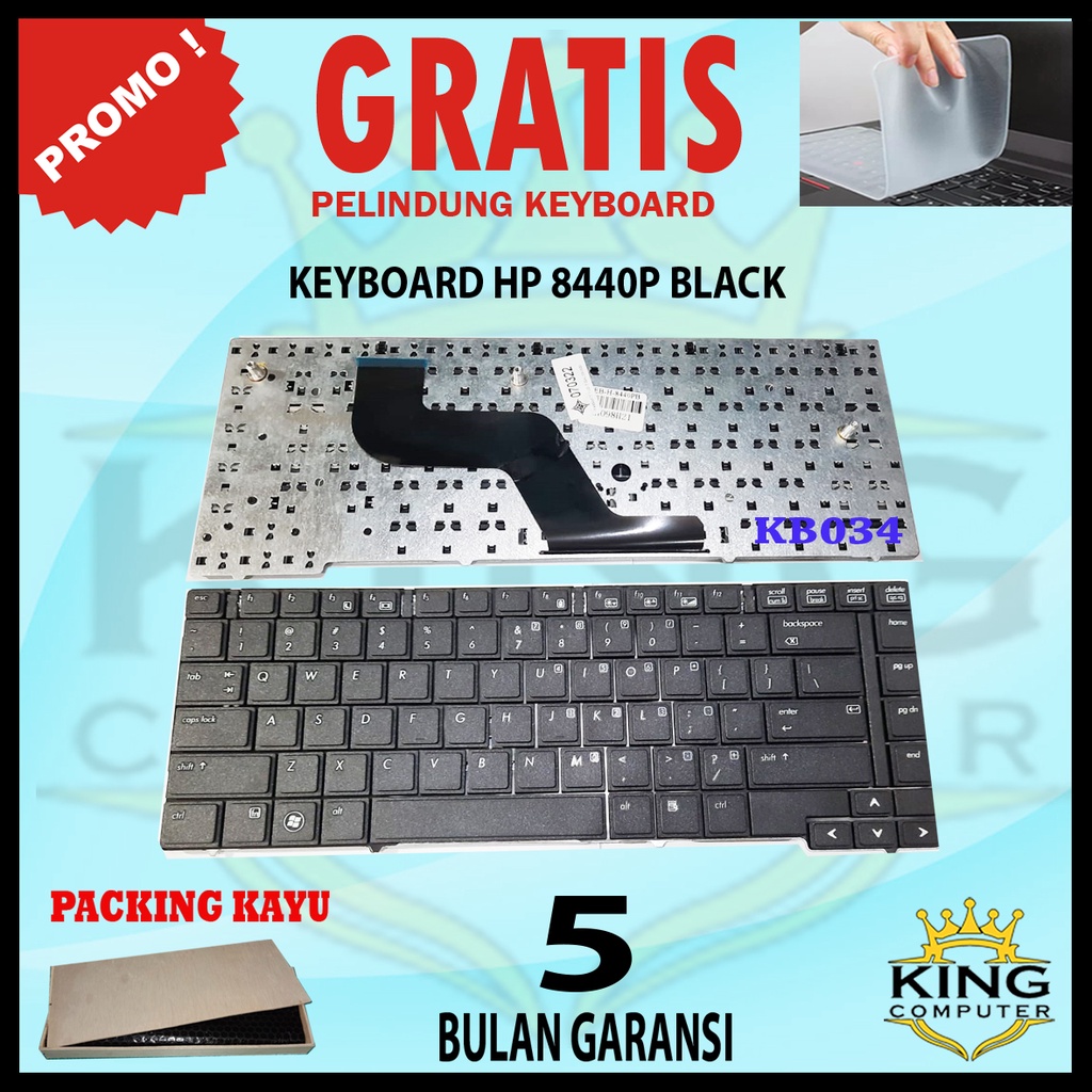 Keyboard laptop HP Elitebook 8440p 8440w black PACKING KAYU