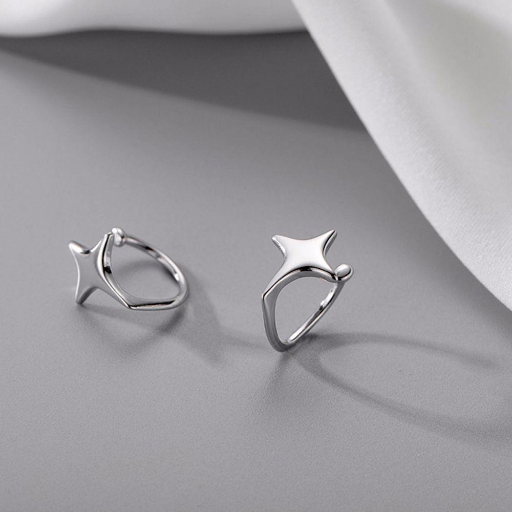Rebuy Women Earrings Ladies Girls 2 Pcs Bintang Berbentuk Telinga Manset Klip Anting-Anting C Kecil Kubik Bintang Telinga Klip