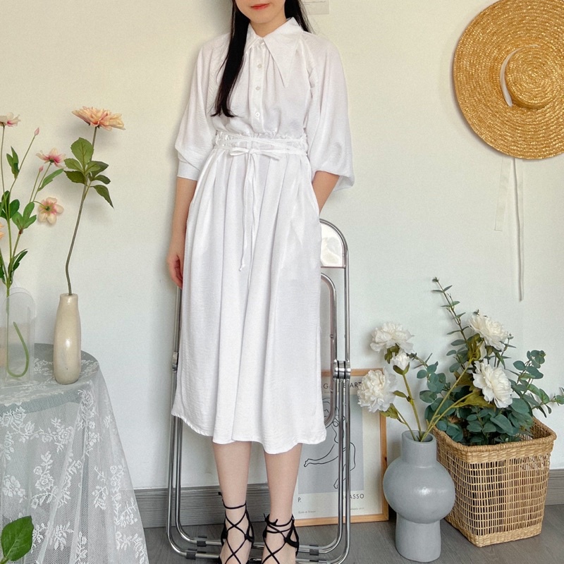 KANON - Heidy Multi-Way Shirt Dress - Dress kemeja midi desain unik korean look