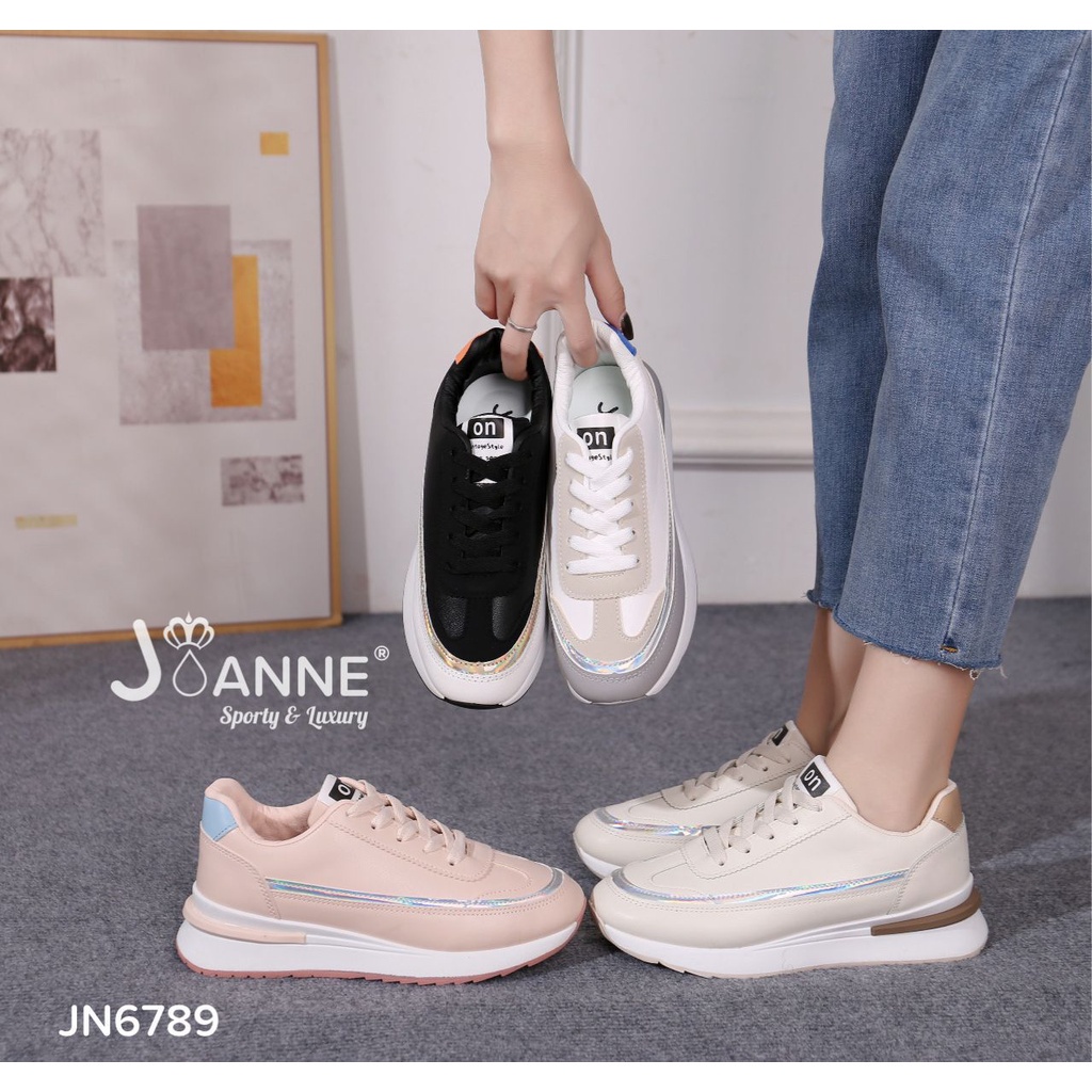 JOANNE Leather Sporty Sneakers Shoes  #JN6789 ORIGINAL