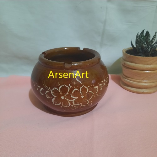 Asbak Rokok Kayu Jati Model Gentong Diukir Antik dan Unik
