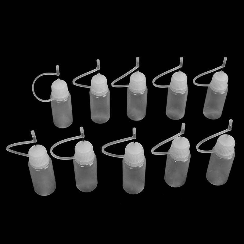 (Happy) 10pcs Botol Aplikator Lem 10ml Untuk Paper Quilling Diy