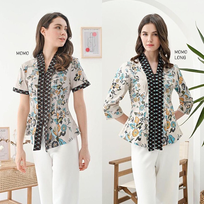 Evercloth Momo / Aury - Baju Batik Wanita / Kebaya Batik Couple Modern Set / Atasan Batik Wanita