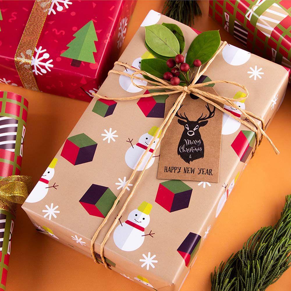 【 ELEGANT 】 Kertas Pembungkus Kado Craft DIY Tahun Baru Santa Claus Snowflake Kraft Paper Perlengkapan Pesta