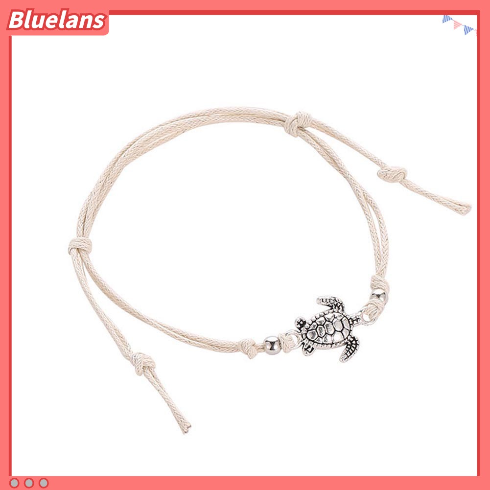 Bluelans Vintage Turtle Charm Handmade Woven Ankle Bracelet Anklet Women Beach Jewelry