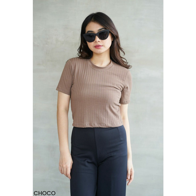 Lavender Knit Oneck Top Atasan Wanita Blouse