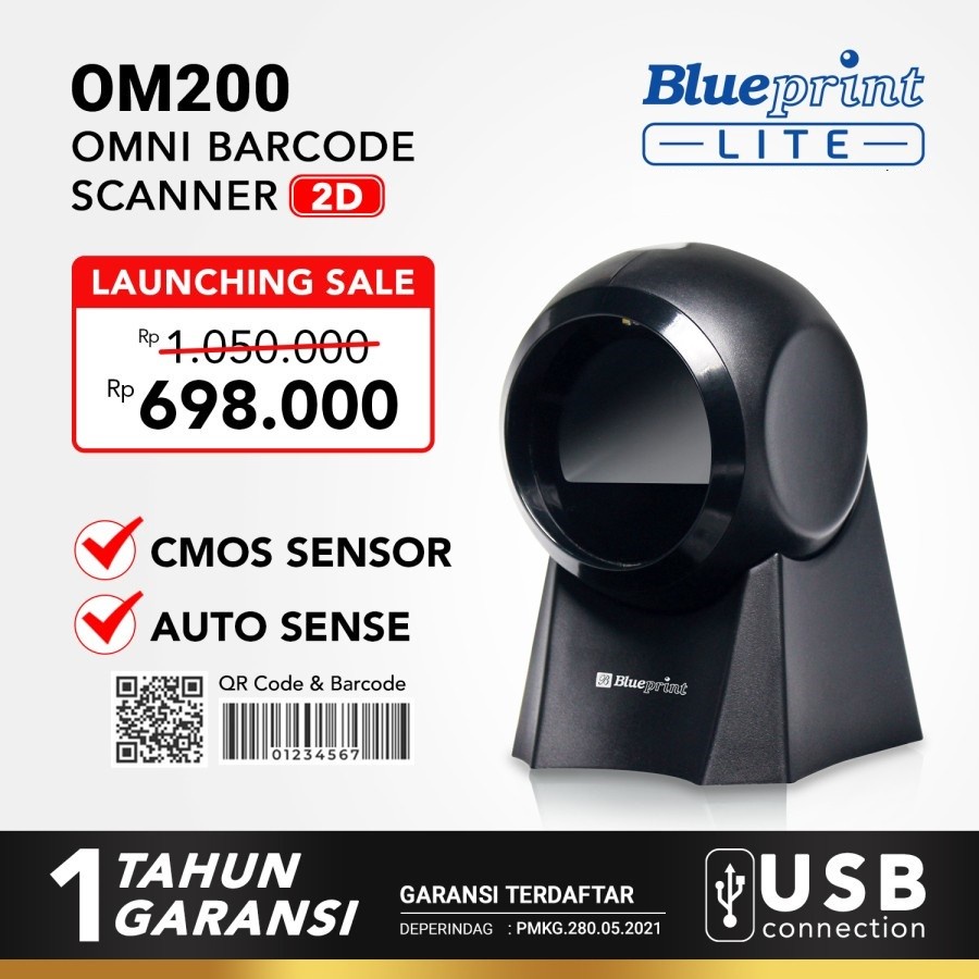 Barcode Scanner Omni OM200 BLUEPRINT 2D Auto Scan, QR code &amp; Barcode