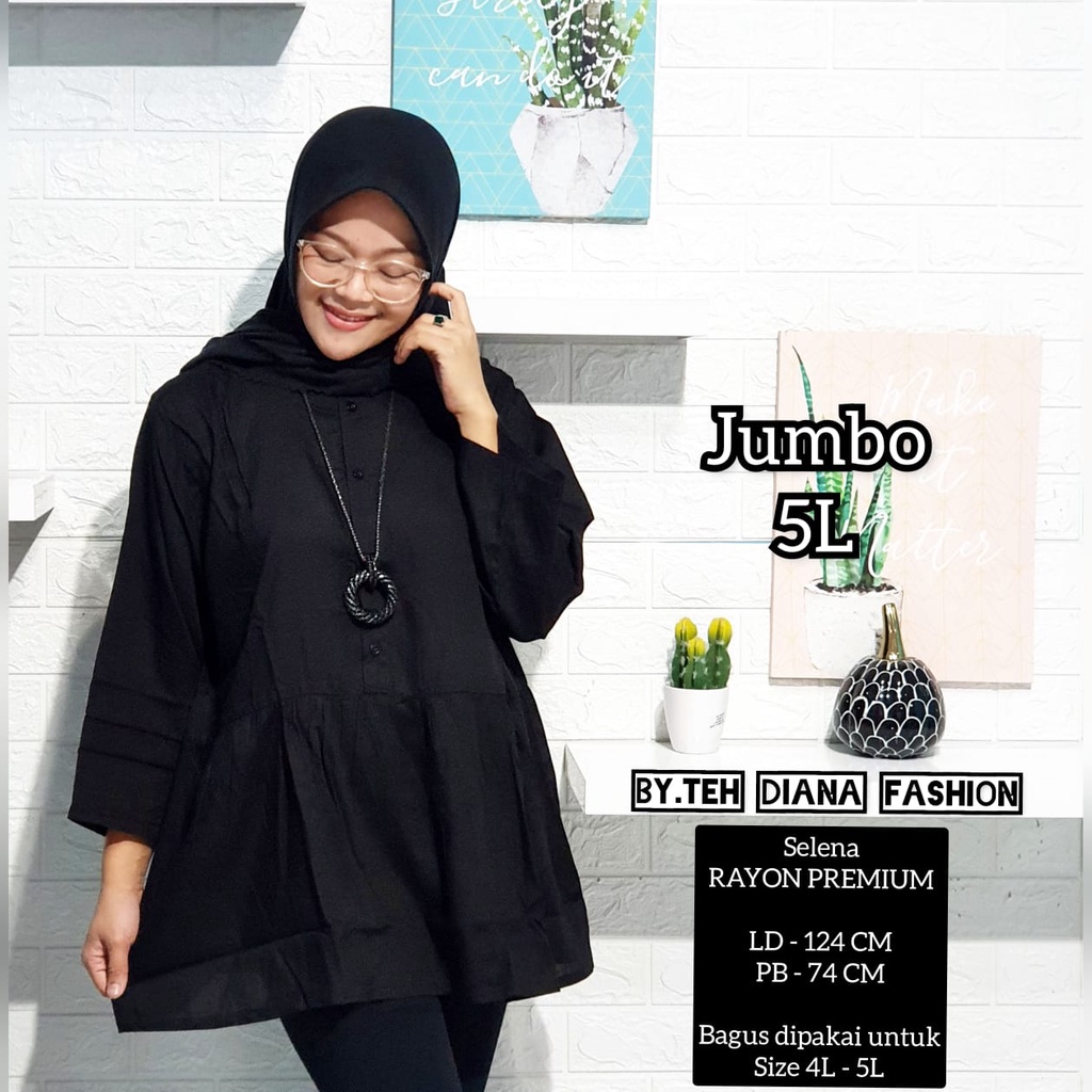 Atasan Wanita Jumbo / Blouse Wanita Jumbo / Baju Atasan Wanita Jumbo Model Selena Rayon Polos Ld 124-5