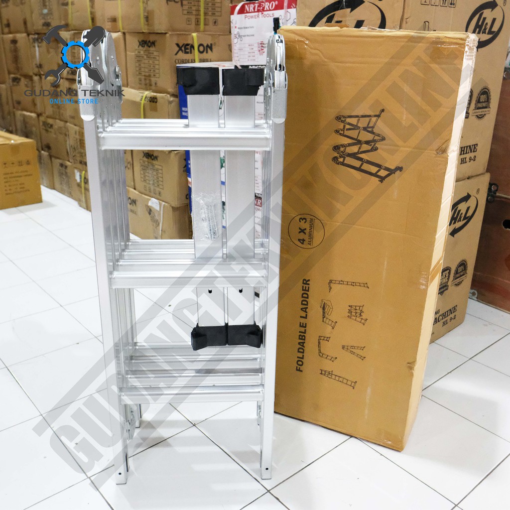 Tangga Lipat Multifungsi Aluminium Almunium 3.4M Mollar 4x3 Multipurpose Ladder