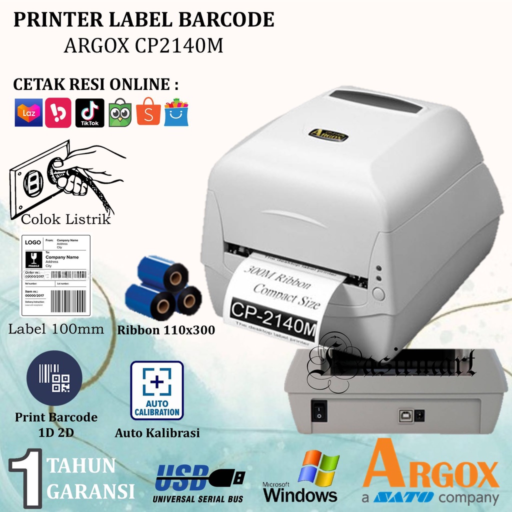 Argox CP2140M Printer Barcode A6 110MM Transfer Thermal USB CP-2140 / CP 2140 M