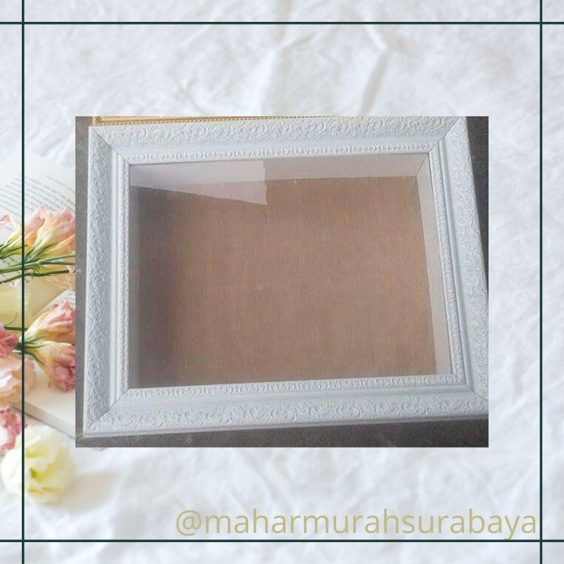 Bingkai Pigura Frame Foto Mahar Pernikahan Murah 12R 30x40 cm Fiber Putih