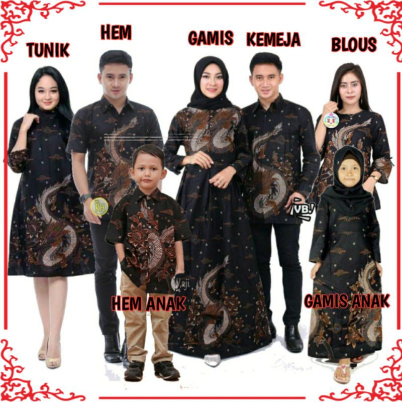 BAJU COUPLE KELUARGA / BATIK SARIMBIT COUPLE KELUARGA TERKINI DAN TERLARIS 2021_MOTIF NAGA