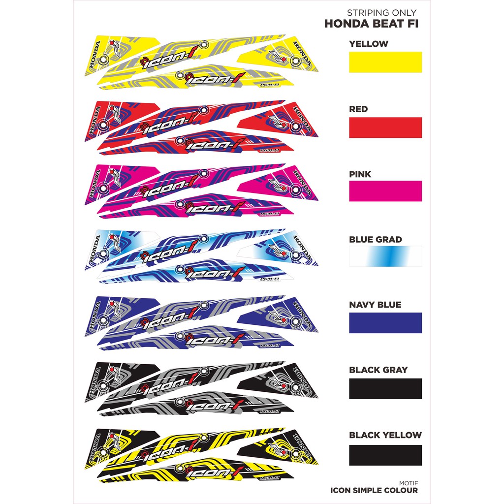 Striping Fariasi Motor Honda Beat Fi Motif Icon Simple Shopee