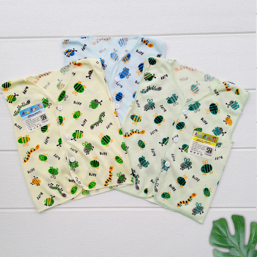 3 PCS Baju Bayi Baru Lahir Motif Lengan Kutung Newborn DNW BABY