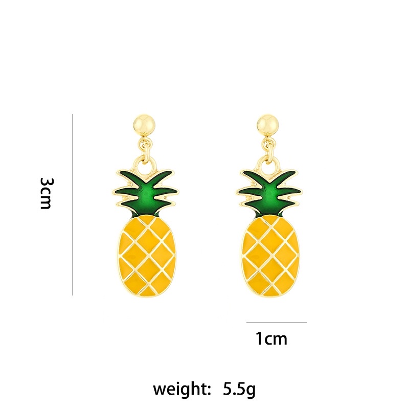 Anting stud drop Bentuk Buah Nanas