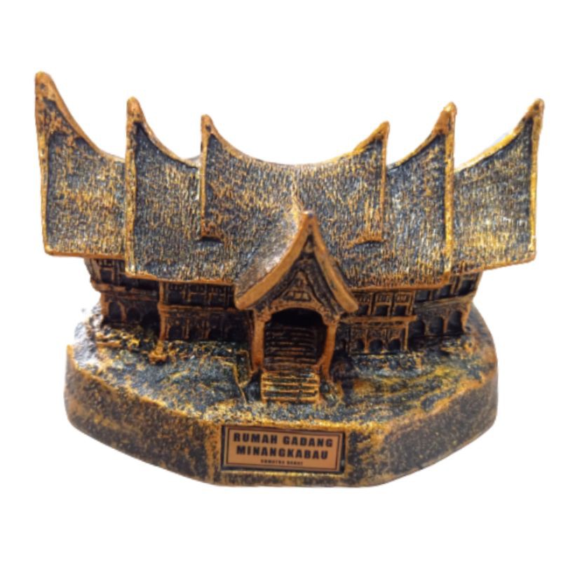 PAJANGAN MINIATUR RUMAH ADAT GADANG MINANGKABAU BAHAN FIBERGLASS - SOUVENIR DEKORASI RUMAH