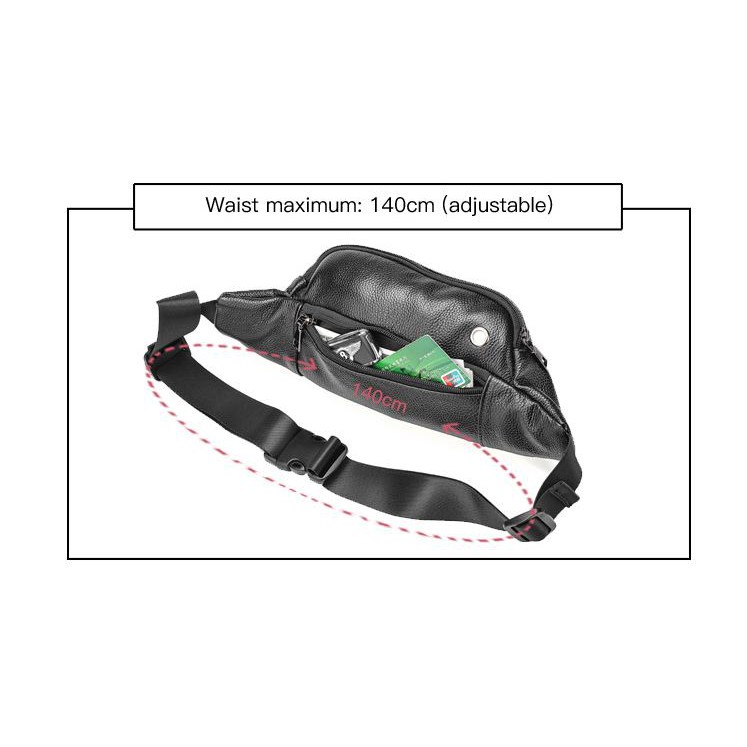 Waist Bag Tas Pinggang Pria Kulit Sapi Asli Import