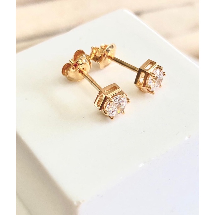 Anting Tusuk Solitaire Emas Asli Kadar 700 16k