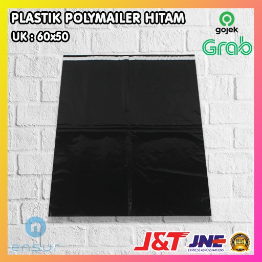 

InJO PLASTIK PACKING OLSHOP PE POLYMAILER kantong kemasan amplop plastik 50X60 HITAM @100 Pcs/ per