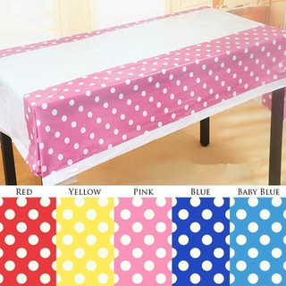 TAPLAK MEJA  PLASTIK  POLKADOT PLASTIC TABLE COVER 