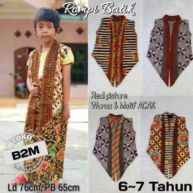 Outer Rompi Batik Bolero Batik Cardigan Batik 6~7 Th, Batik Rompi, Rompi Batik Anak