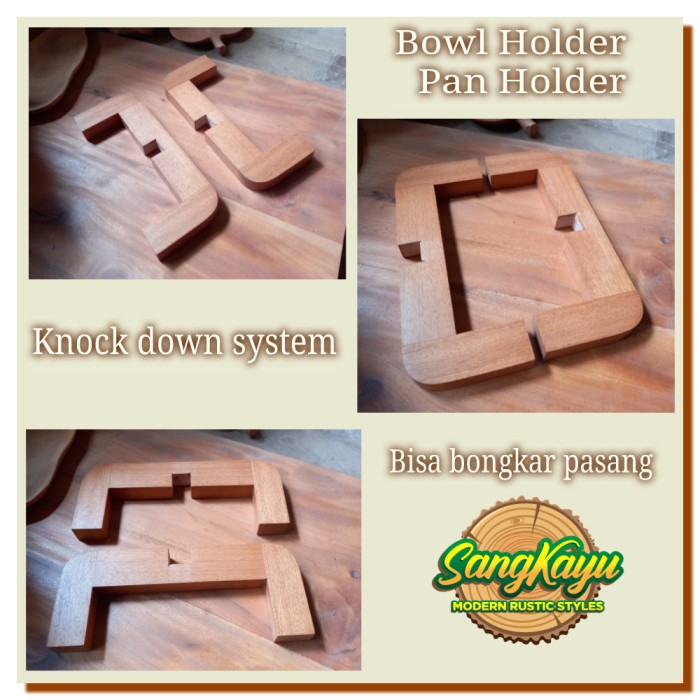 Pan holder bowl Hold Alas Tatakan panci piring mangkok kayu anti panas