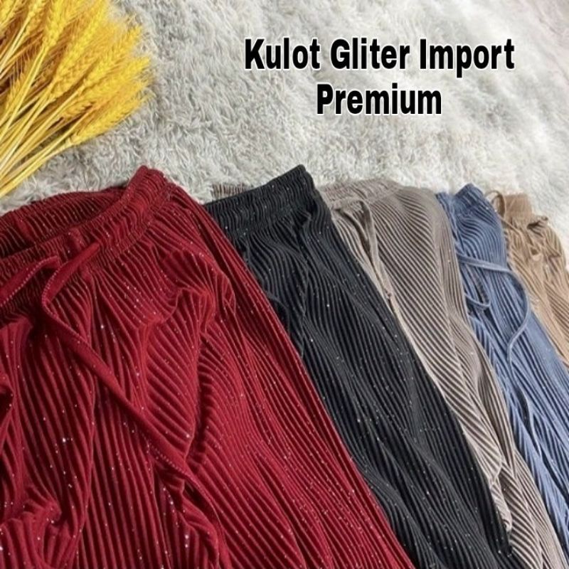 ☄️COD☄️Kulot Polos Gliters Wanita Import / Korean Long Pants Gliters Premium Fit S-XXL